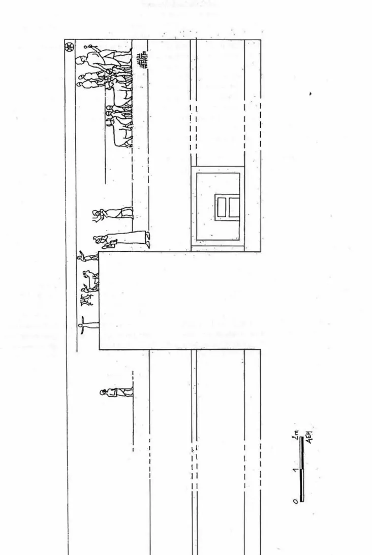 Fig.  I : Co11r d11 l'&#34;/111ier /06,  re.ftitution .1-d1é111atiq11e provisoire des peinwres c/1111111r mériclio11al (a111,·e111re: porte 106-64) 1 