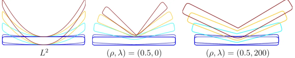 Figure 5 compares the evolution obtained with the initial flow (7.2) (corresponding to (ρ, λ) = (0, 0), i.e