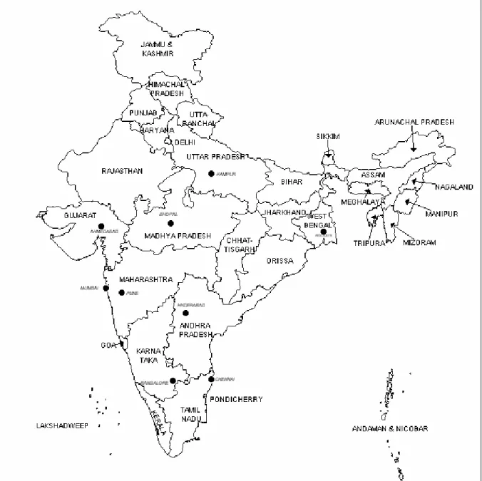 Figure 2: State boundaries, India , 2001 
