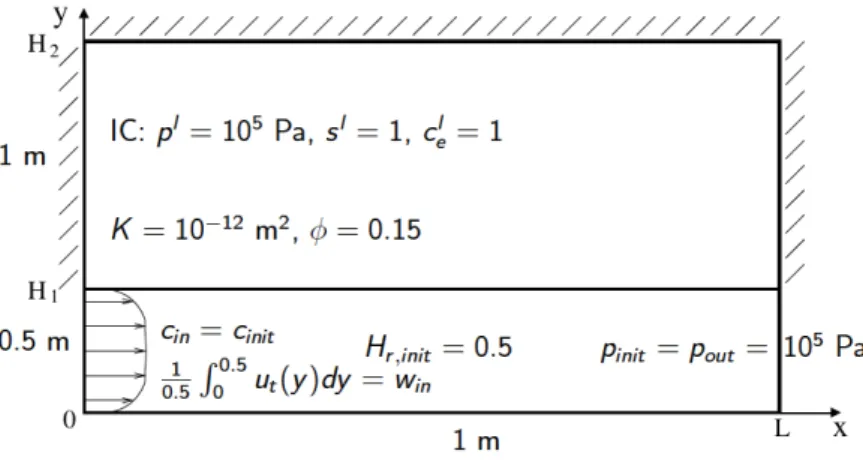 Figure 16: Setting of the drying test case.