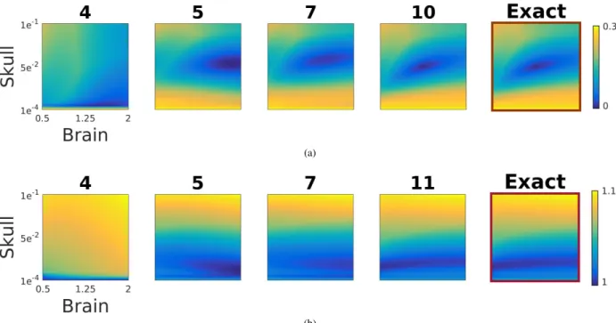 Fig. 7: Data fitting error map using approximated vs. exact lead fields: (a) for simulated data; (b) real data