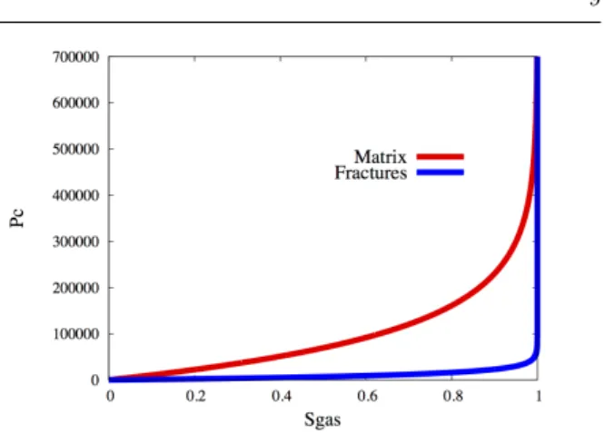 Figure 7 exhibits the capillary pressure graphs P cm and P cf for b m = 10 5 Pa and the ratio b b m