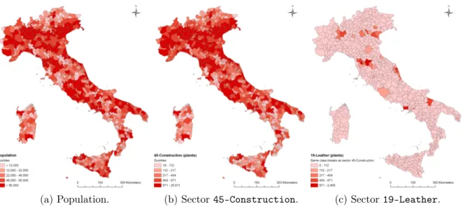 Figure 4: Maps of the data (year 2001).