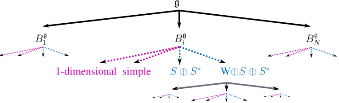 Figure 4. Structure of a Lie algebra with bi-invariant pseudo-metrics.