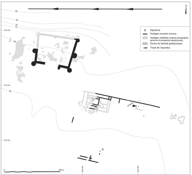 Fig. 6 – Plan du castellum de Larçay (DAO : F. David, d’après Dubois 2016a).