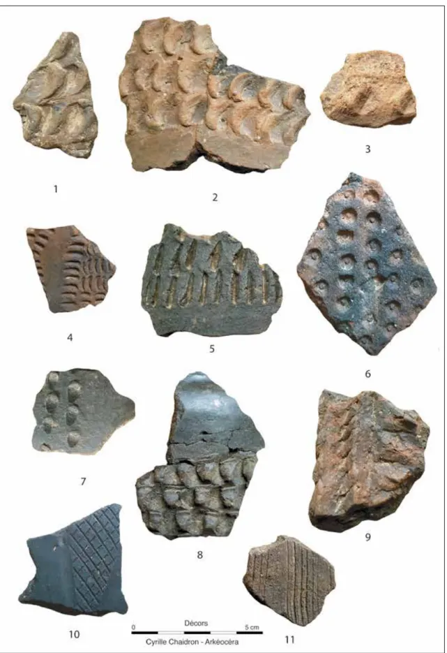 Fig. 4. En-36 : décors sur céramiques La Tène B (cl. C. Chaidron, Arkeocera).