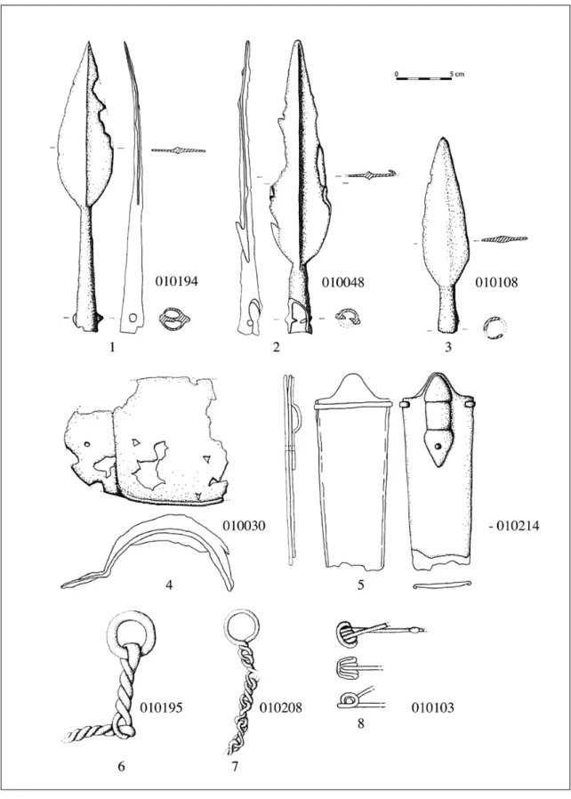 Fig. 5. En-36 : matériel métallique de la phase ancienne (dessins G. Petit, université Paris I)