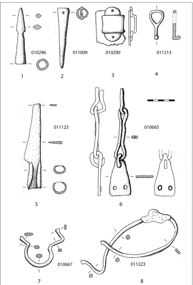 Fig. 6. En-36 : matériel métallique de la phase récente (dessins G. Petit, université Paris I)  1