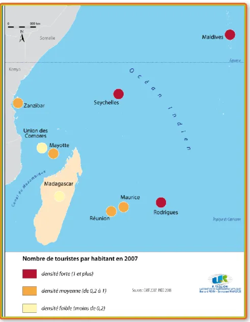 Figure 4. Nombre de touristes par habitant en 2007 