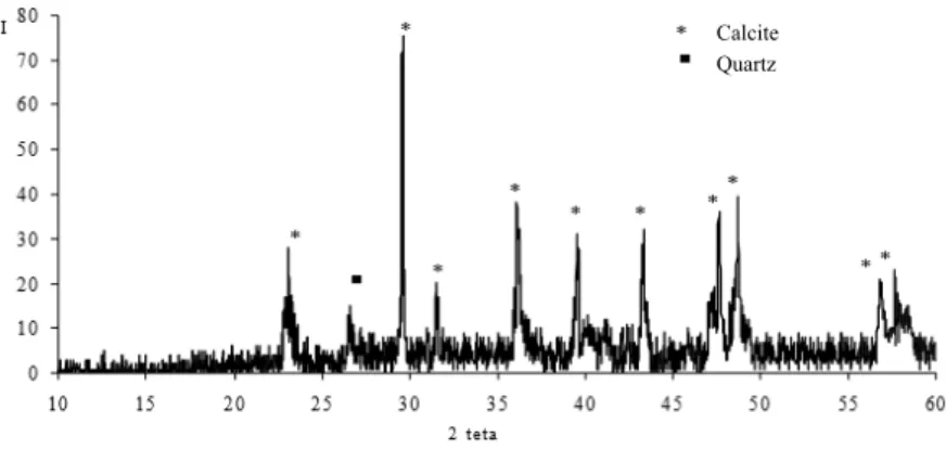 Figure I.16: X-ray diffraction of the fouling collected from irrigation pipes (Hadfi et al., 2011[125]).