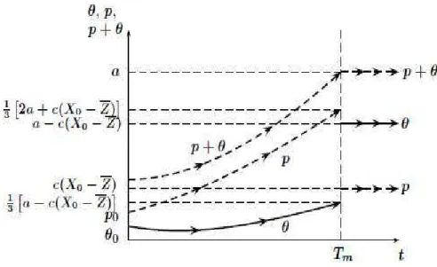 Figure II.2: MPNE: time paths of the producer price, the carbon tax and the consumer price