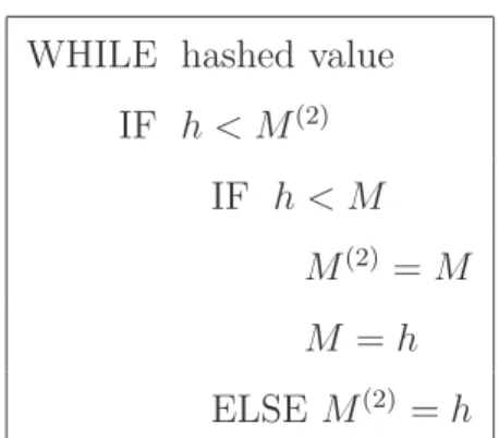 Fig. 6. Mincount (Mc) execution times on the files of the data suite, correspond- correspond-ing throughput (in millions of bytes per second (MB/s) and millions of elements per second (Me/s)) and timing ratios between Mincount and common Unix  com-mands.