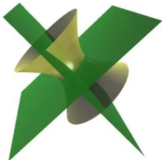 Fig. .5. The case of the QSIC having two conics, one real and one imaginary.