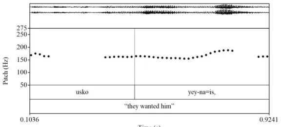 Figure 2. Wave form and pitch representation of (33) (excerpt) 