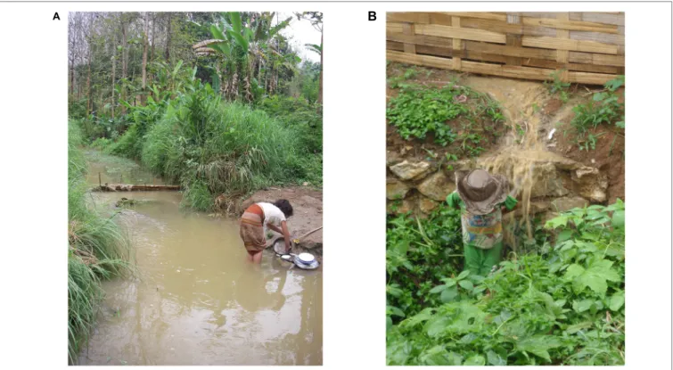 FIGURE 1 | In developing countries the lack of adequate infrastructures means that contaminated water is used for domestic activities (A)