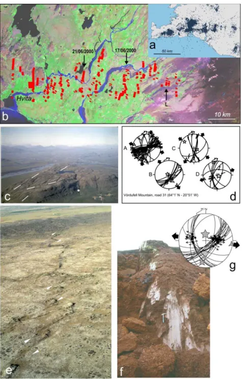 Figure 2 – Some aspects of the South Iceland Seismic Zone. (a) Earthquakes of magnitude equal or superior to  0.5 for the year 1995