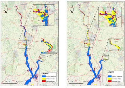 Figure 4.: Contingency maps for configuration tests a and b. Left: test a with φ 1 = φ 2 =0.3