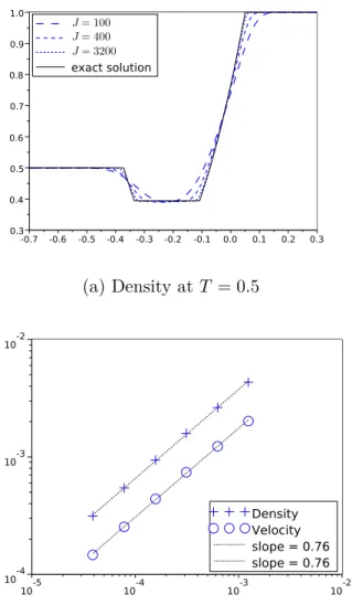 Figure 3: Results for Test 2  p(ρ) = k (ρ) γ  .