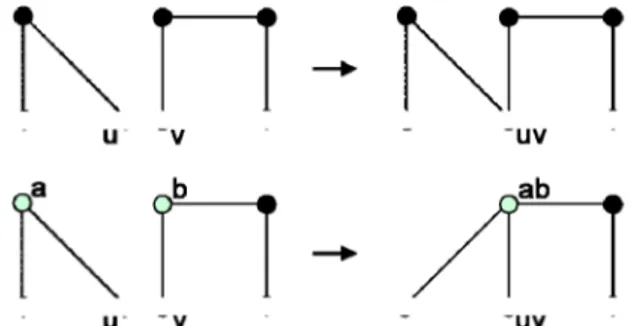 Fig. 2. Top, simple fusion of  nodes and two edges of disjoin