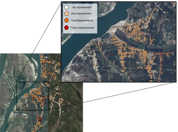 Figure 3: Overview of the location of the displaced and non-displaced householdsinvestigated