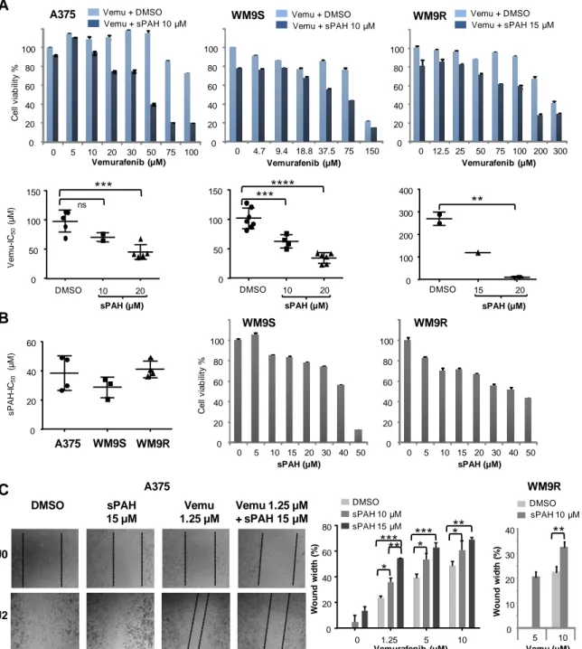 Figure  5.  sPAH  increases  the  sensitivity  of  BRAF V600E   melanoma  cells  to  vemurafenib