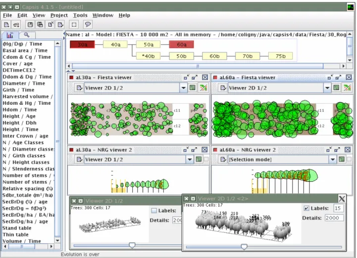 Fig. 1. A general view of Capsis in interactive mode (here in English and under Linux).