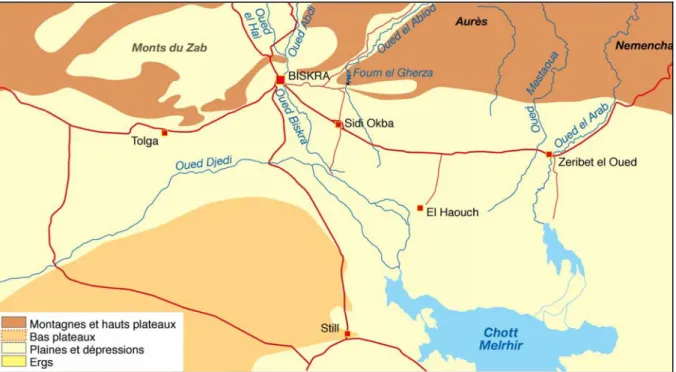 Figure 3 - Carte du piémont de l'Atlas saharien. 