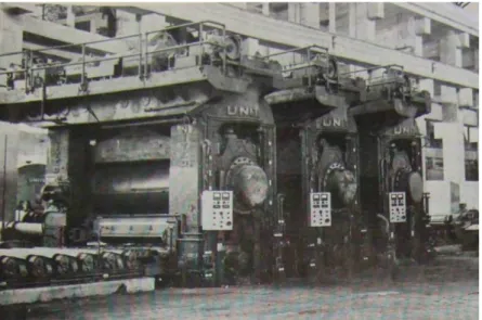 Figure 7 : Train continu à trois cages à chaud,  L'usine de la Société Centrale des Alliages  Légers, 