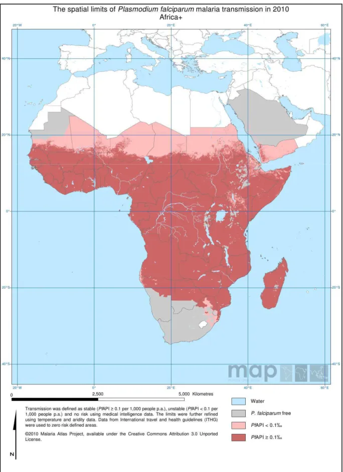 Figure 1 : Transmission du paludisme à P. falciparum en Afrique en 2010.  