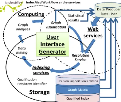 Figure 1 - IndexMed Workflow and e- e-services:  
