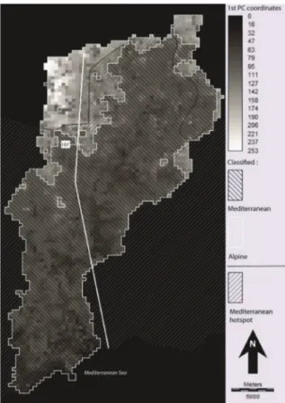 Figure 5. Classification of biogeographical areas and  boundary of the Mediterranean hotspot.