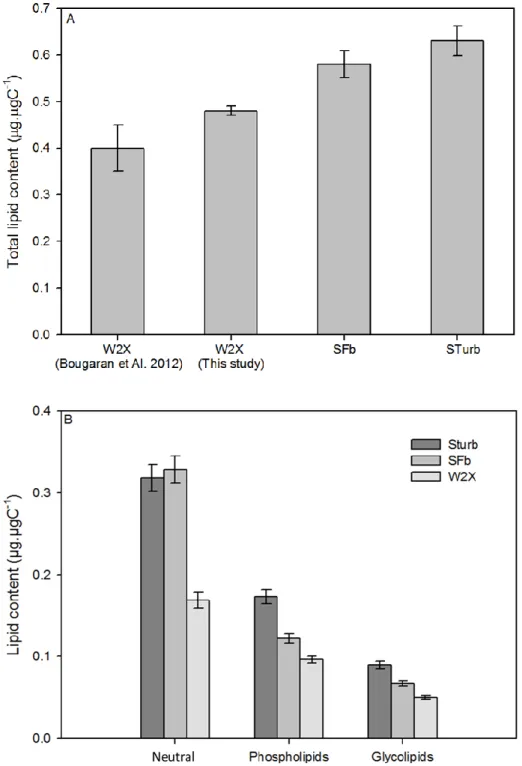 Figure 5: comparison of the total lipids (A) and lipid classes (B) between the adapted Sturb and SFb 379 