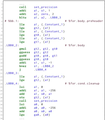 Table 2: ABI Convention for the VP registers