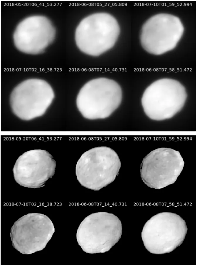 Fig. B.1: Top figure: reduced Vesta images after pipeline. Bottom figure: same images after deconvolution