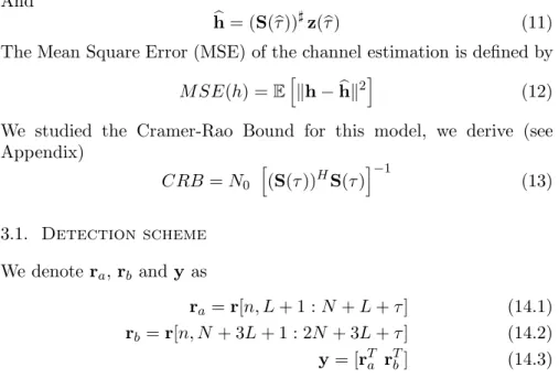 Figure 4 shows the MSE of the channel estimation performance, for which we derive tr(CRB) for comparisons