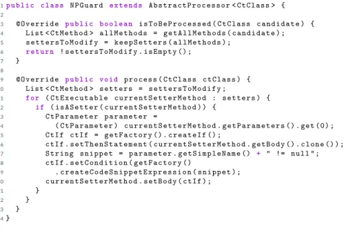 FIGURE 2 Spoon: using processors to rewrite Java code ( NPGuard.java , R np ))