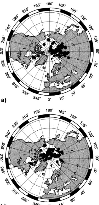 Fig. 7. The inclination anomaly observed over the entire section (black square) plotted together with data from worldwide spread sites in the same latitudinal band (data from [1]).