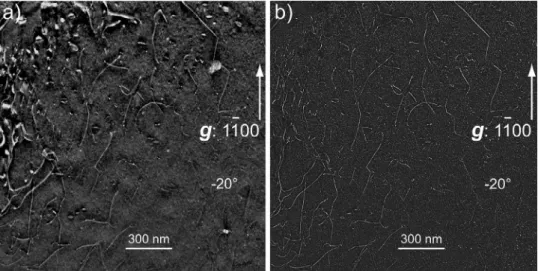 Fig. 1. Numerical ﬁltering method to enhance the dislocation contrast: (a) raw WBDF-STEM contrast of dislocation (the background and dislocation contrasts are not ho-  mogeneous); (b) Fig