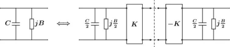Fig. 2. Splitting a low-pass resonator and introducing two new ports.