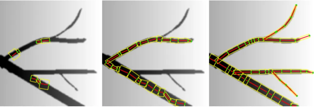 Figure 8 shows how the object configuration in the synthetic data set evolves in the course of the sampling procedure, as edges are added to or removed from the configuration or their parameters are changed