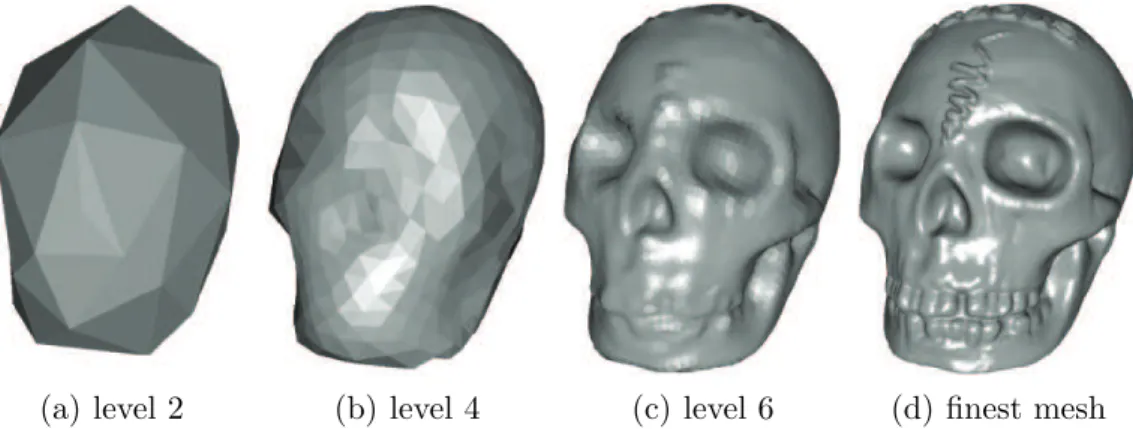 Fig. 2. A normal mesh M sr is obtained by successive connectivity subdivision of a coarse mesh M 0 