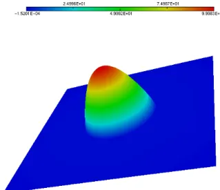 Figure 12: Poisson problem with discontinuous coefficient: view of the solution.