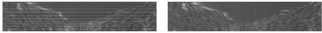 Figure 1: Left, original stack exhibiting illumination inhomogeneities across 2D images