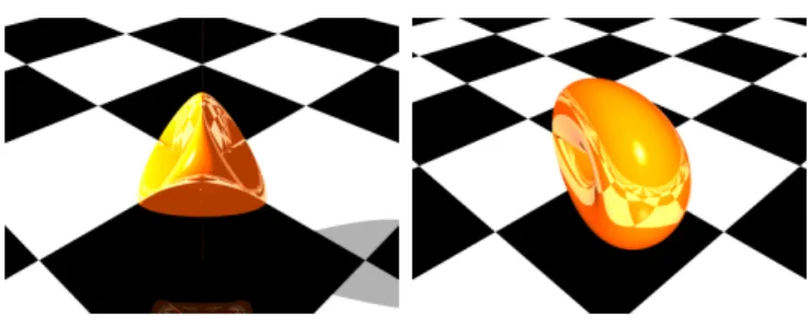 Fig. 3. Ray tracing of Steiner surfaces by means of M-reps