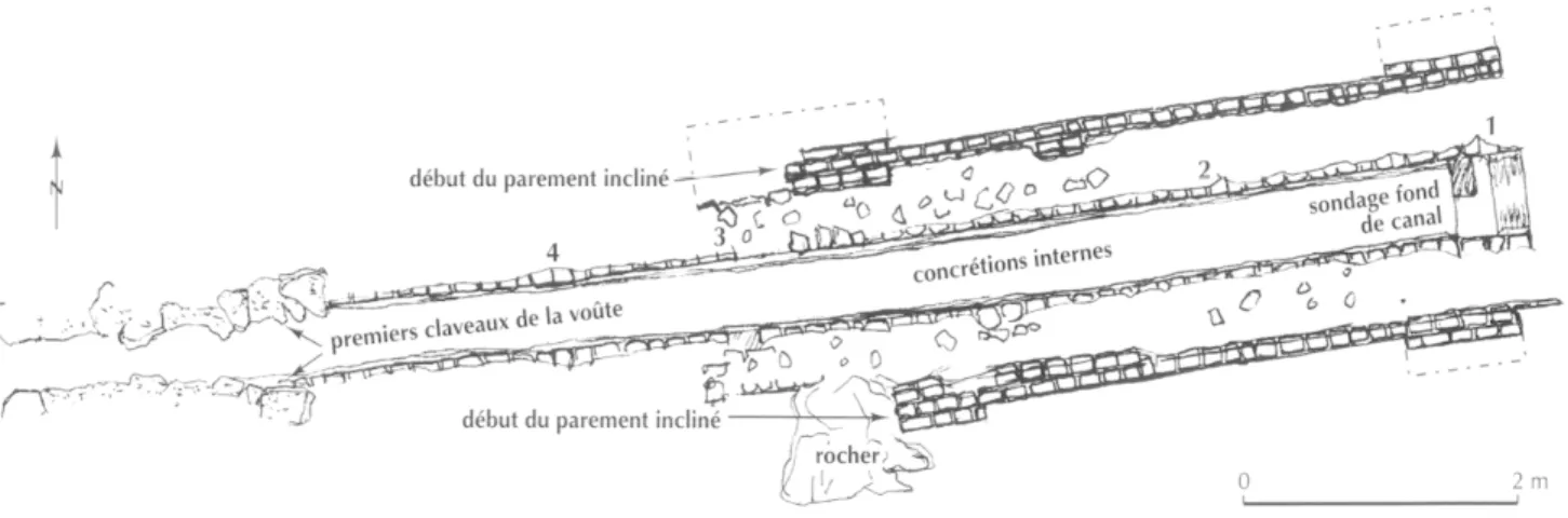 Fig. 19 - Aqueduc d Antipolis, le sondage amont du pont du  Goa,  vue vers l'ouest (cliché P