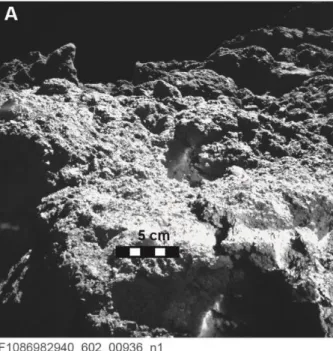 Fig. 2. Images of a type 1 rock at the second and third MASCOT locations (5). (A) Image  taken during late morning from MP2a