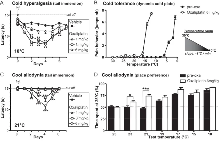 Figure 1. Oxaliplatin effects on cold/cool perception of mice.