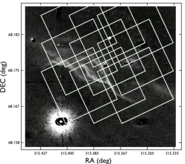 Fig. 1. Overlay of the PACS field of view on a ground-based H 2 1-0 S(1) map at 2.12 μm (Lemaire et al