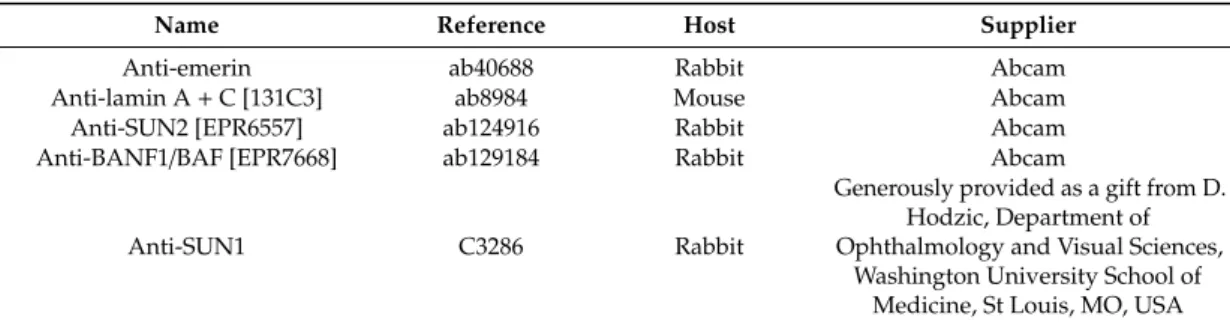 Table 1. List of antibodies used in this study.