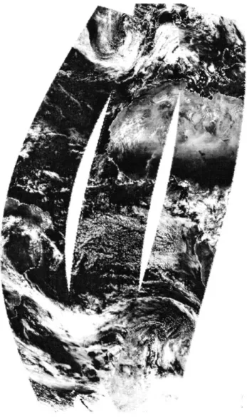 Fig. 1. Image constructed from 670 nm reflectance measured by POLDER on November 10, 1996 along three ADEOS paths (orbit numbers 3107–3109) over the Atlantic Ocean